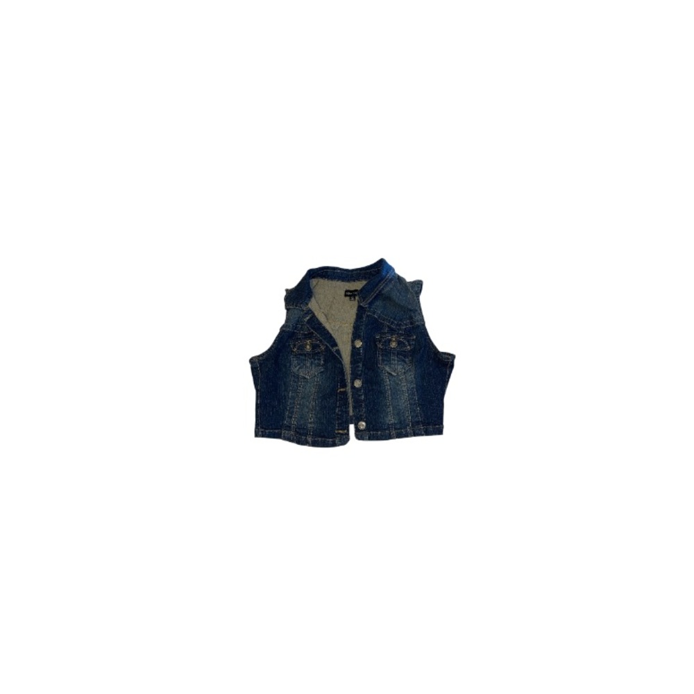 New Look Dark Blue Denim Vest with Silver Toned Snaps - Girl’s Size XL